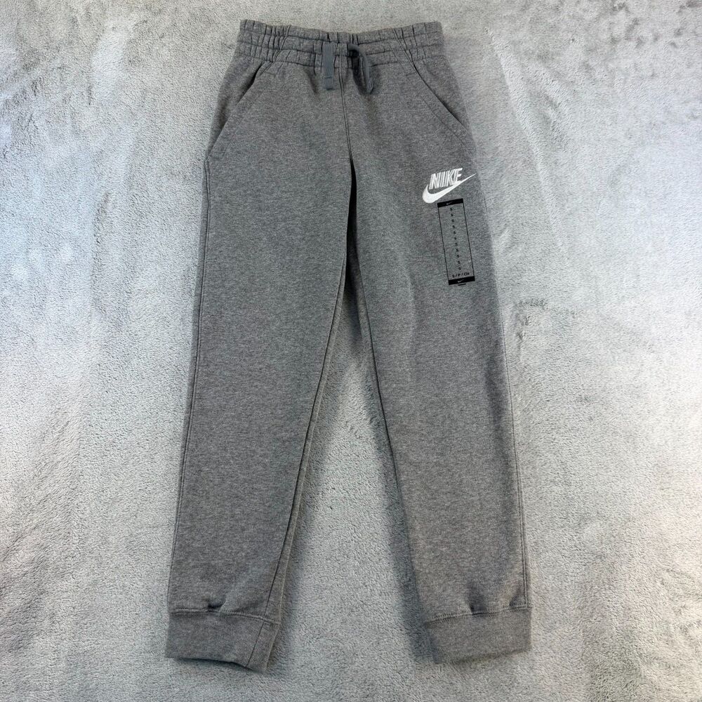 Nike Club Fleece Jogger Sweatpants Boys Size Small Gray Drawstring NWT